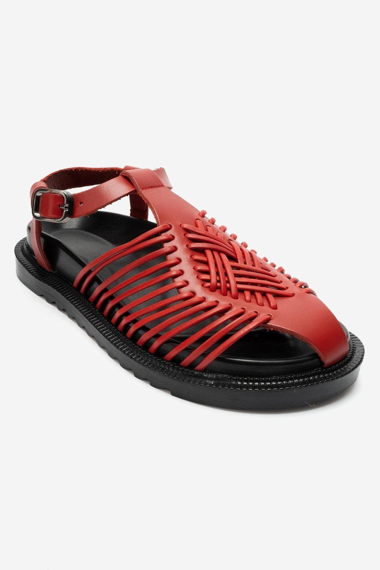 Thames Leather Sandal, Main, color, Red