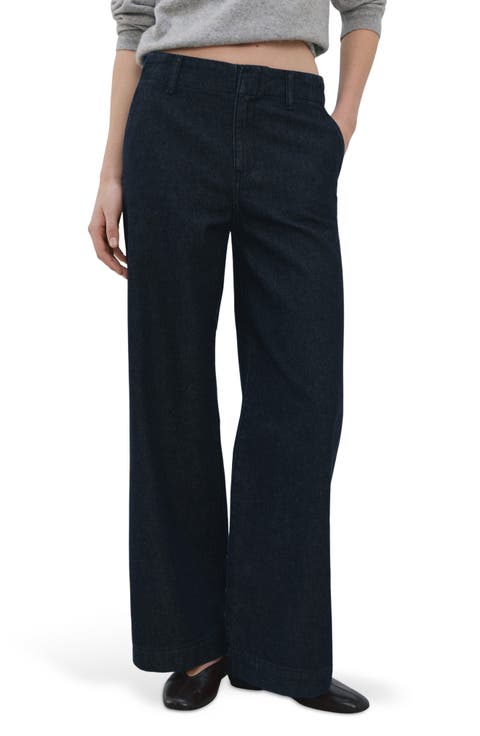 Mid Rise Wide Leg Trouser Jeans (Open Blue)