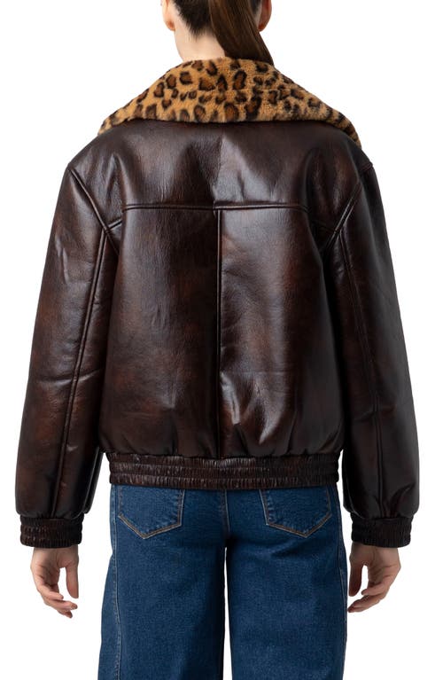 Blanknyc Faux Leather & Faux Shearling Moto Jacket In Brown