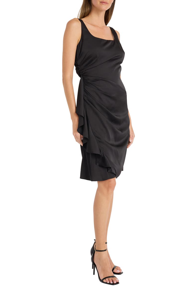 Side Ruched Cocktail Dress, Alternate, color, BLACK