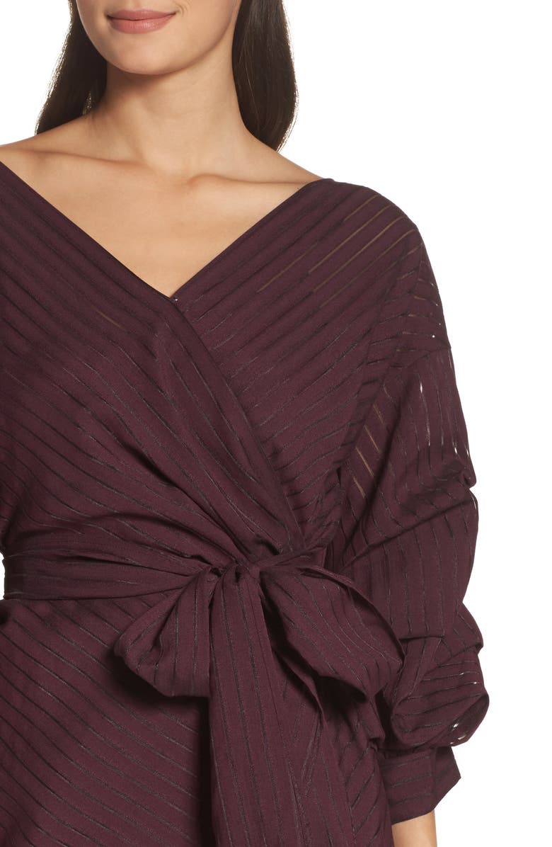 Chelsea28 Shadow Stripe Wrap Dress, Alternate, color,