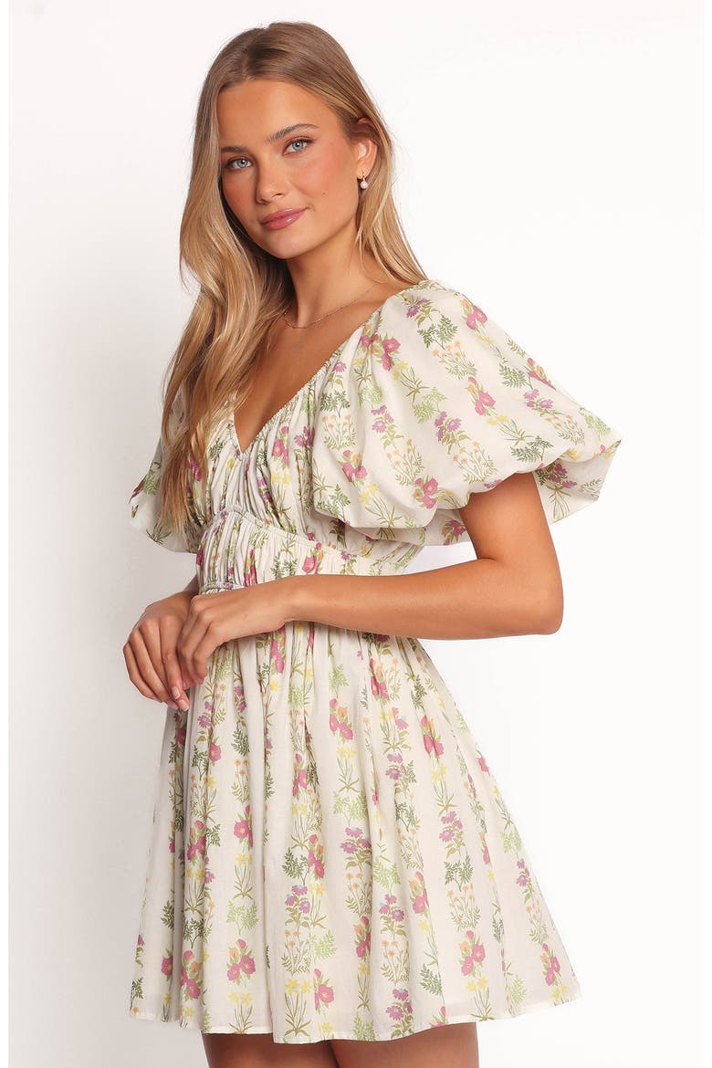 Zadie Floral Puff Sleeve Minidress, Alternate, color, LIGHT GREEN