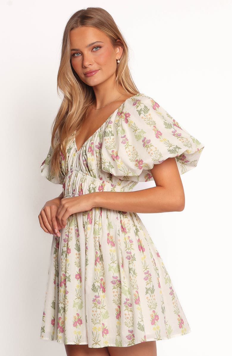 Petal & Pup Zadie Floral Puff Sleeve Minidress, Alternate, color, Light Green