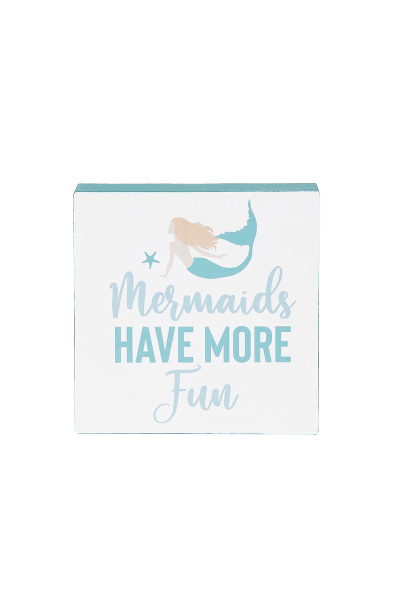 Mermaids Have More Fun Shelf Block Decor, Main, color, Blue