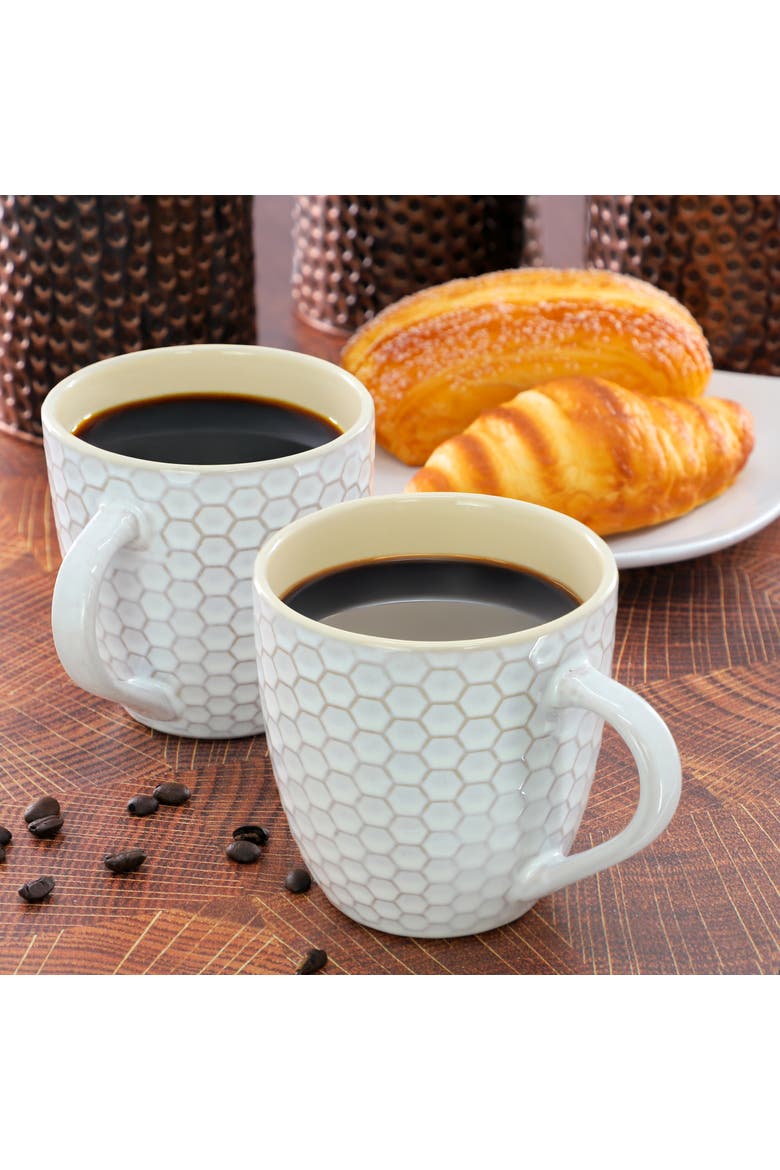 Honeycomb 6 Piece 15 Ounce Mug Set, Alternate, color, White