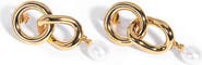 ZARUX Two Hoops with Pearl Earrings