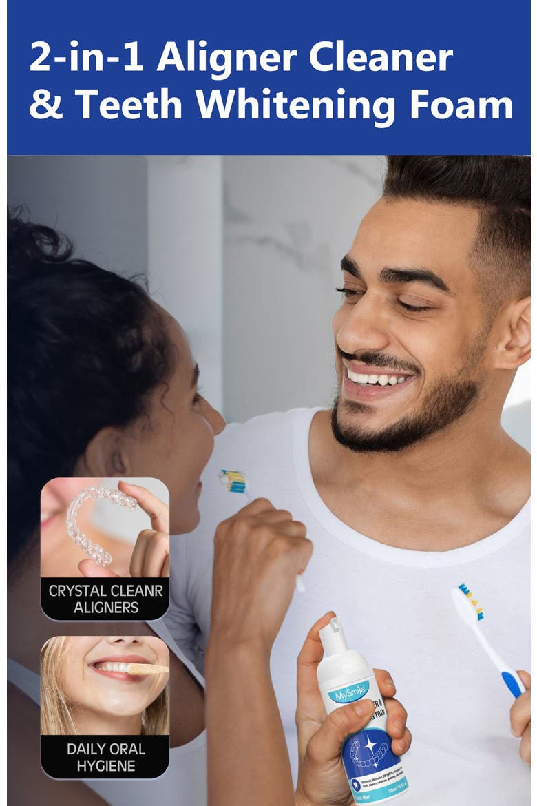 2-in-1 Aligner Cleaner & Whitening Foam, Alternate, color, White