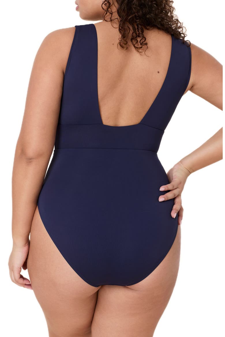 Mykonos Plunge One-Piece Swimsuit, Alternate, color, NAVY