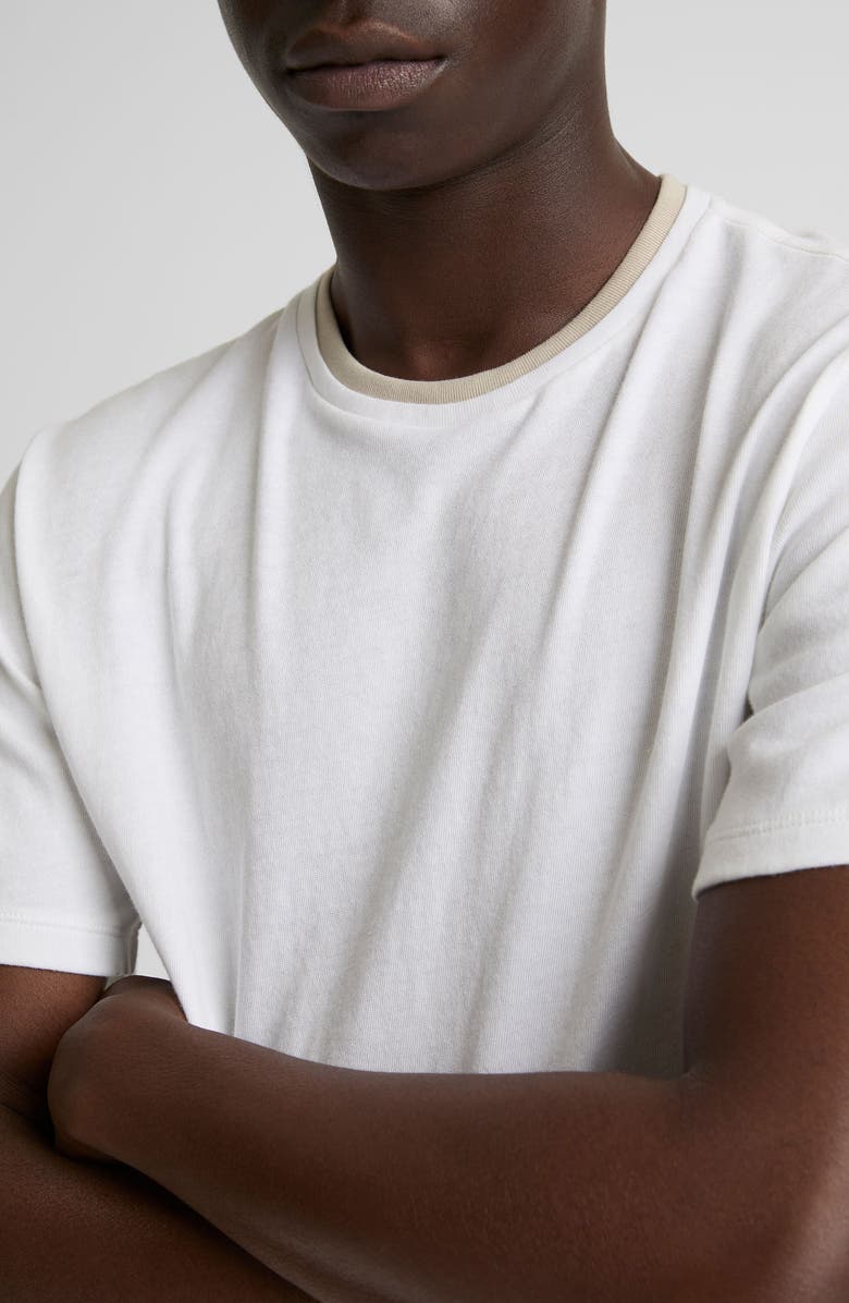 Vince Loose Knit Double Collar Crewneck T-Shirt, Alternate, color, Optic White/ Parchment