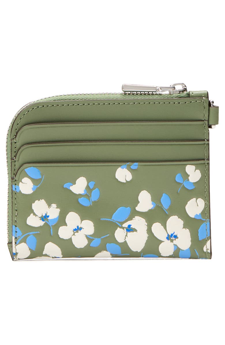 Kate Spade New York devin embossed painterly blooms leather card case, Alternate, color, 