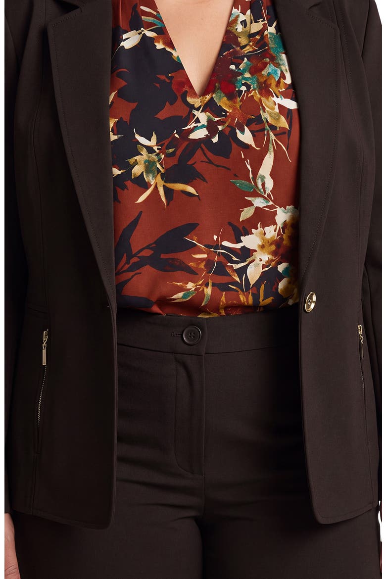 One-Button Blazer with Zip Pockets, Alternate, color, RICH CHOCOLATE