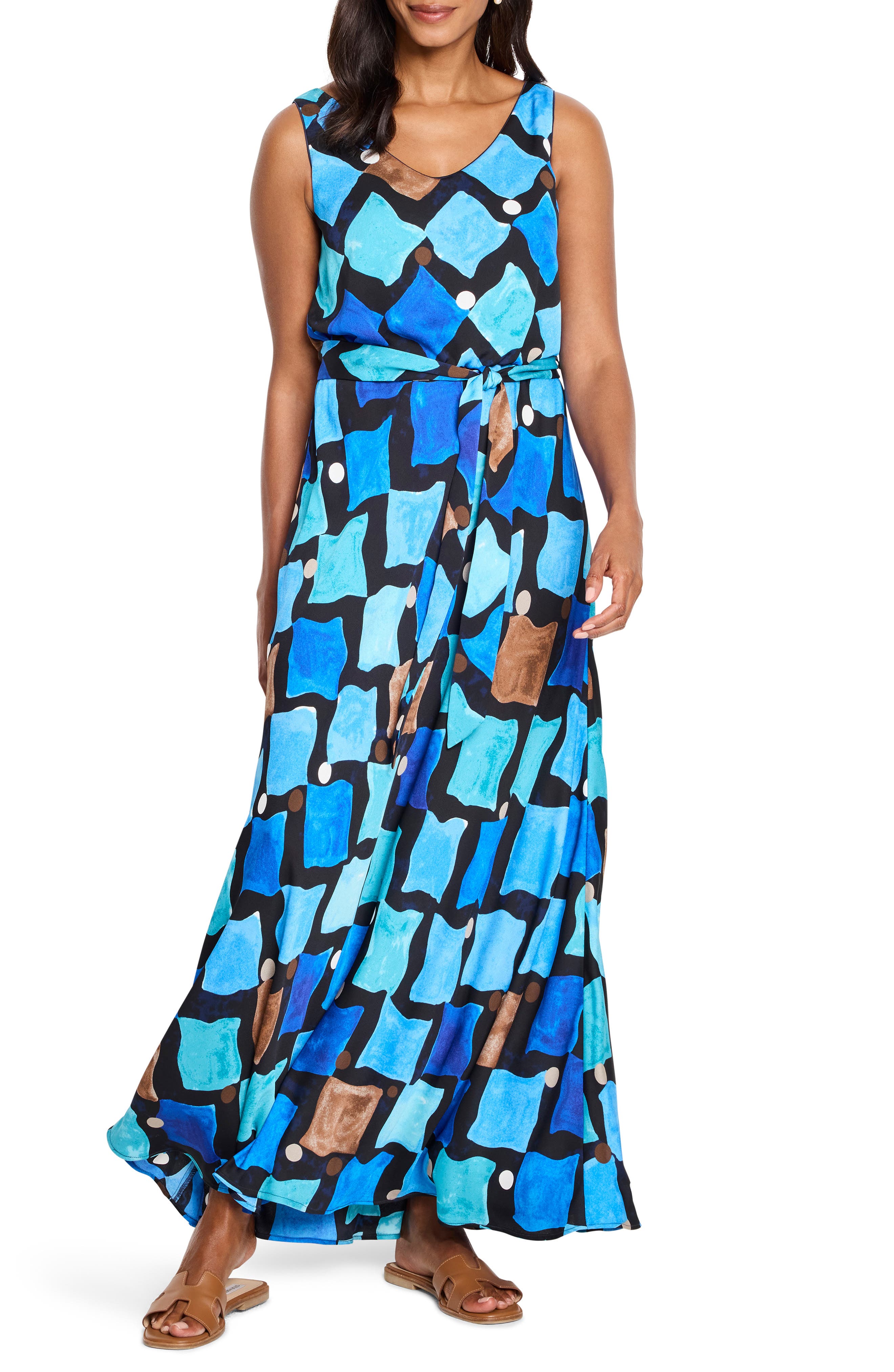NIC+ZOE Bianca Sea Glass Sleeveless Maxi Dress
