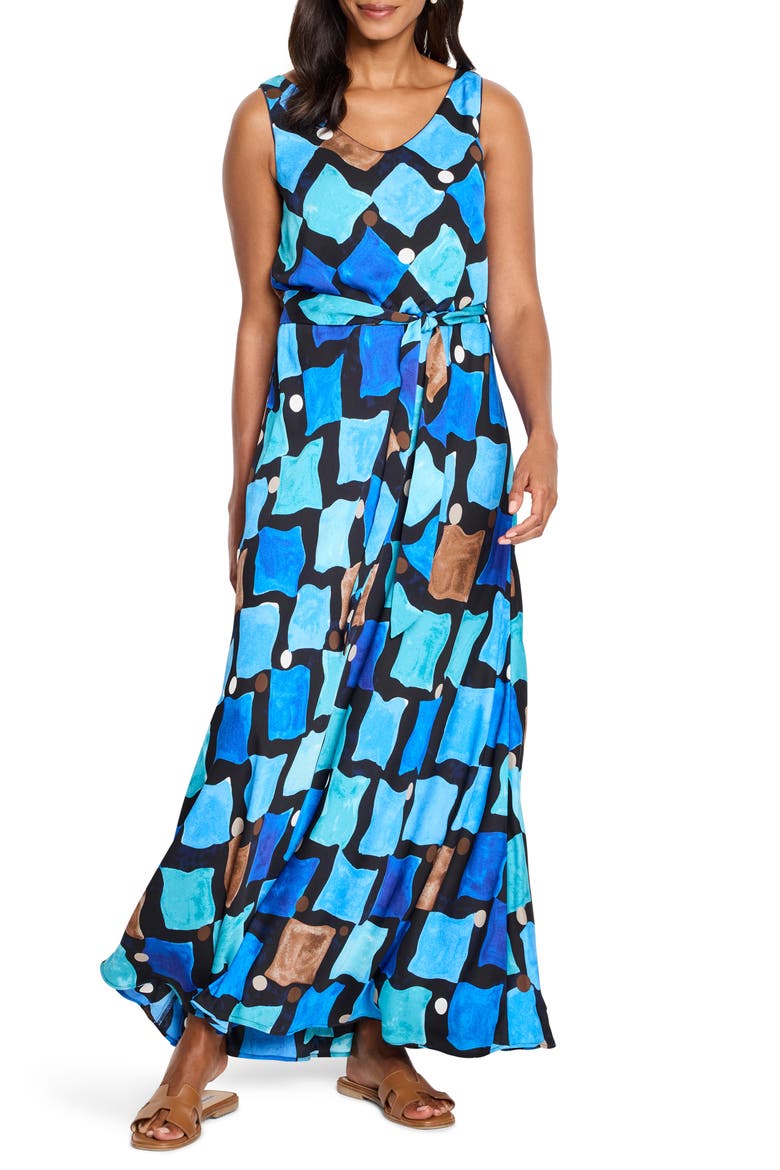 Bianca Sea Glass Sleeveless Maxi Dress, Main, color, BLUE MULTI
