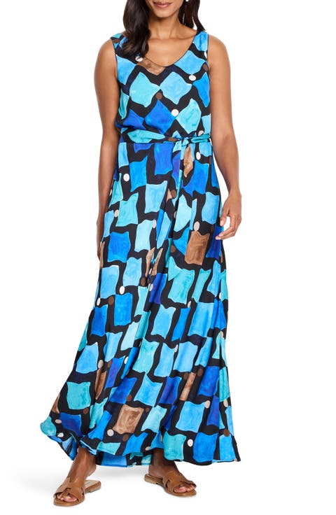 NIC+ZOE Bianca Sea Glass Sleeveless Maxi Dress (Petite)