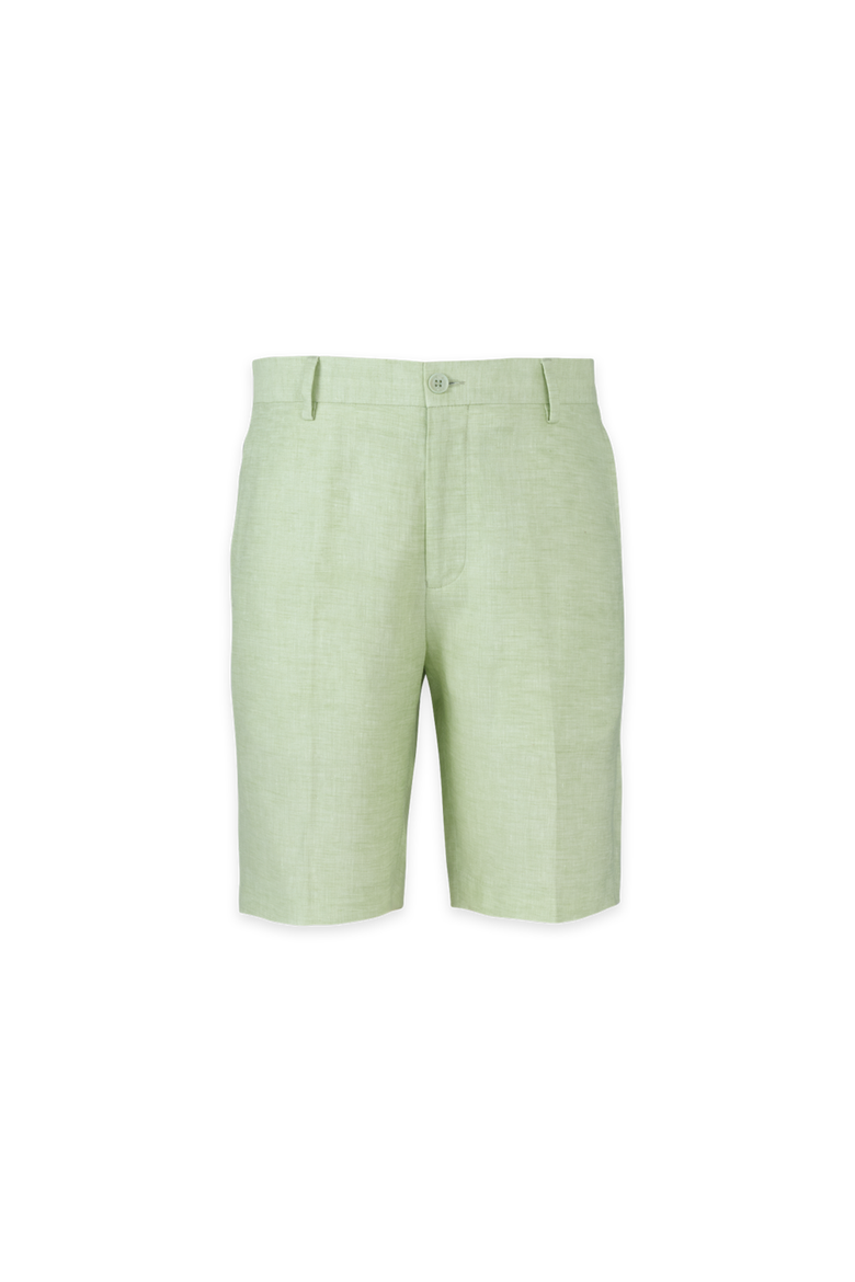 Linen Chambray Twill Flat Front Shorts, Alternate, color, Blue