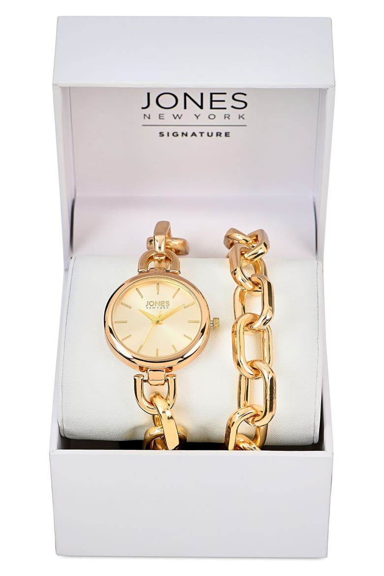 Bracelet Watch & Bracelet Set, 34mm, Main, color, GOLD