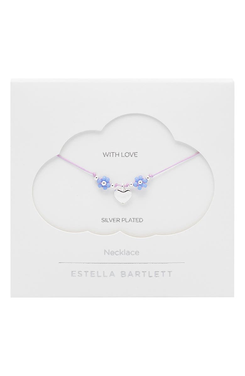 Estella Bartlett Miyuki Heart & Flower Beaded Necklace, Alternate, color, Silver