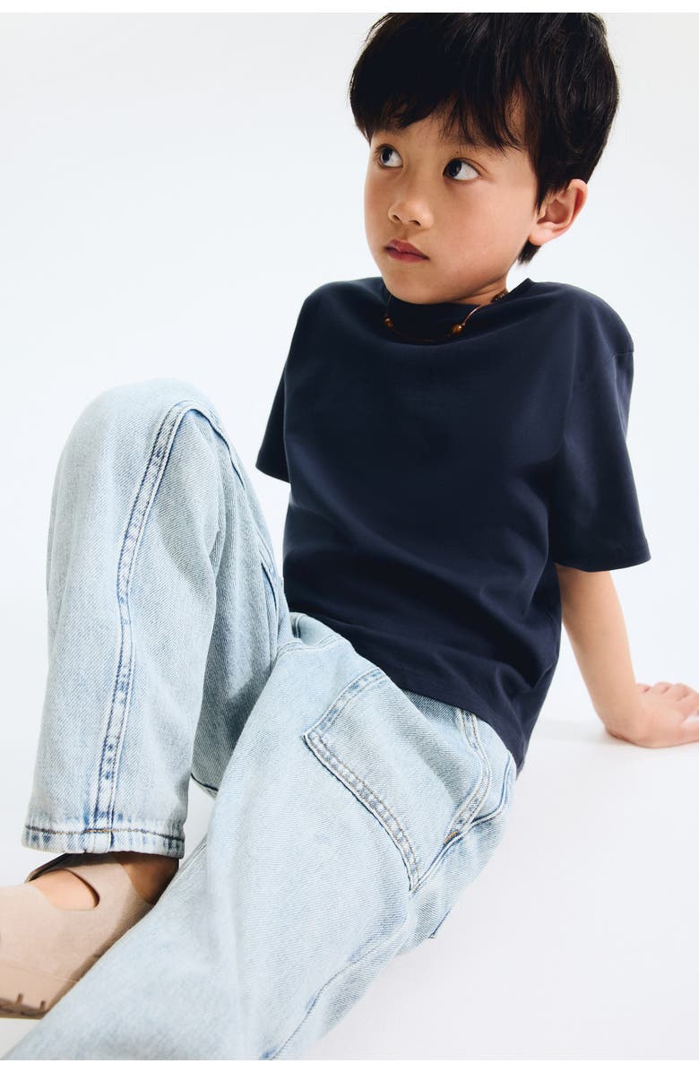 H&M Cotton Denim Trousers, Alternate, color, Light Denim Blue