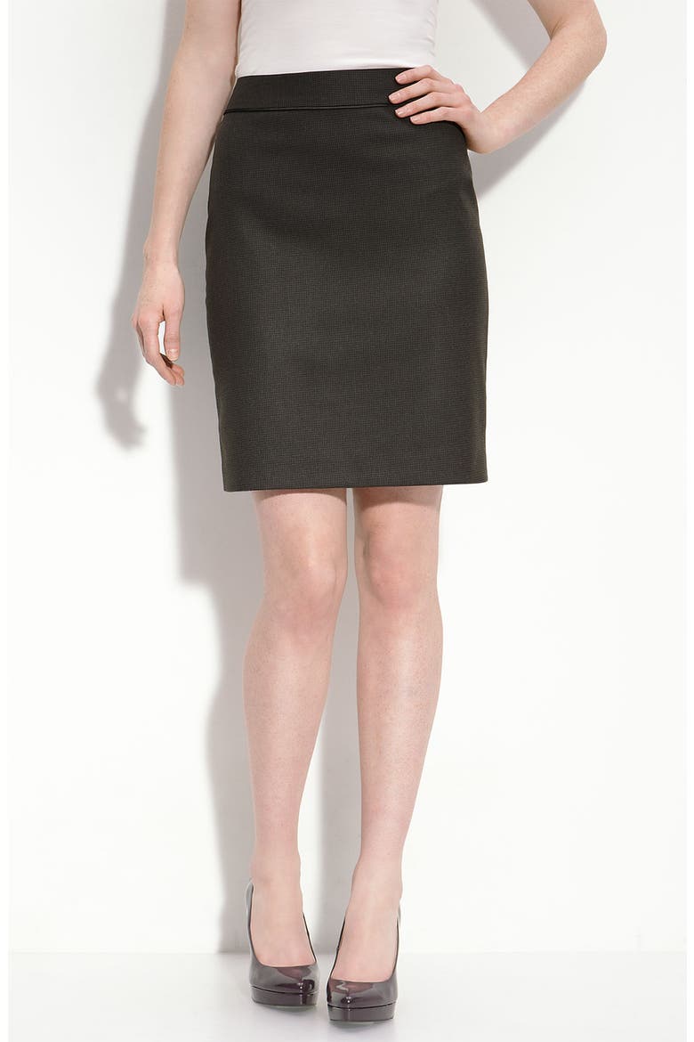 Houndstooth Pencil Skirt, Main, color, BROWN