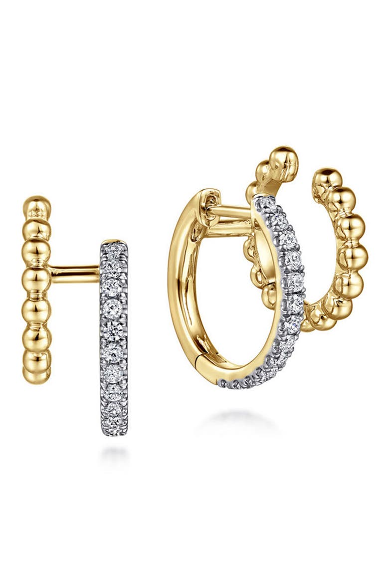 Bujukan Diamond & Beaded Double Hoop Earrings, Main, color, GOLD