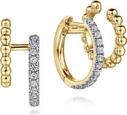 Gabriel & Co. Bujukan Diamond & Beaded Double Hoop Earrings