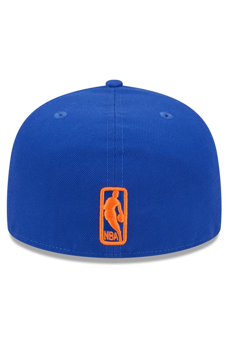 New Era Men's New Era Blue New York Knicks  Rally Drive Side Patch 59FIFTY Fitted Hat, Alternate, color, 