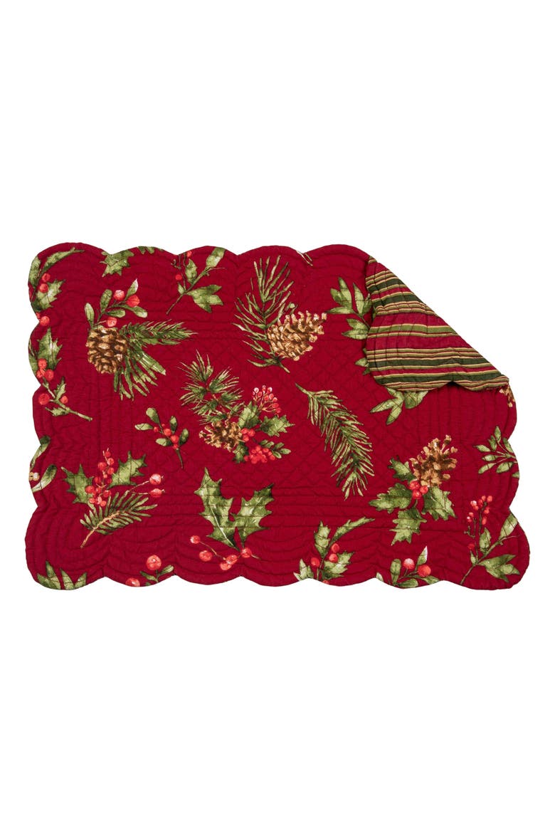 Maureen Reversible Machine Wash Quilt Set of 6 Placemats 13" x 19", Alternate, color, Red