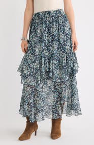 Treasure & Bond Tiered Chiffon Maxi Skirt