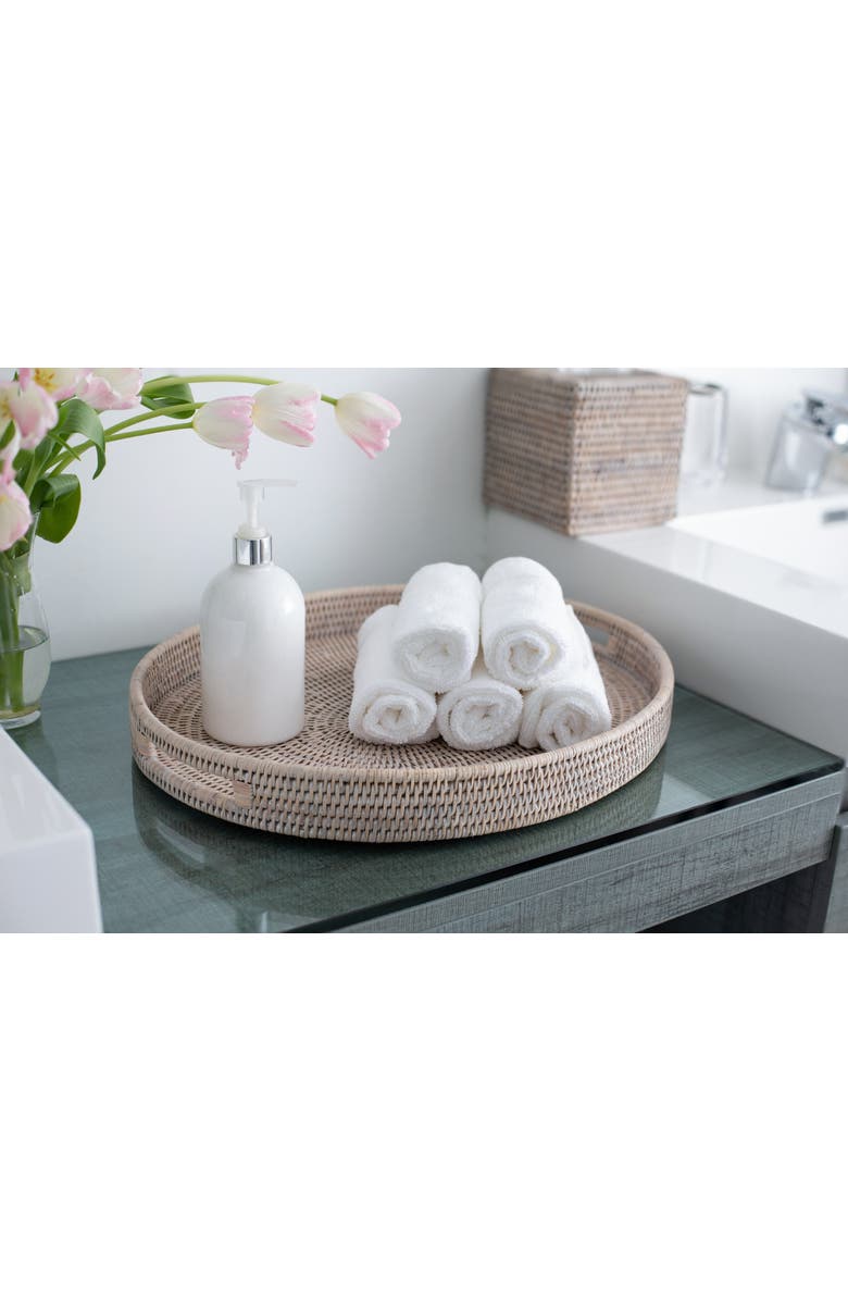 Artifacts Trading Company<sup>™</sup> Artifacts Rattan Oval Tray With Cutout Handles, Alternate, color, White Wash