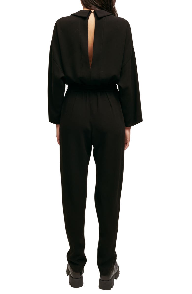 maje Patyna Long Sleeve Jumpsuit, Alternate, color, Black