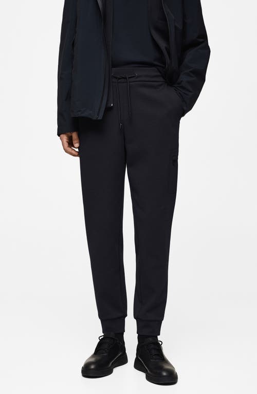 Mango Slim Fit Joggers In Dark Navy