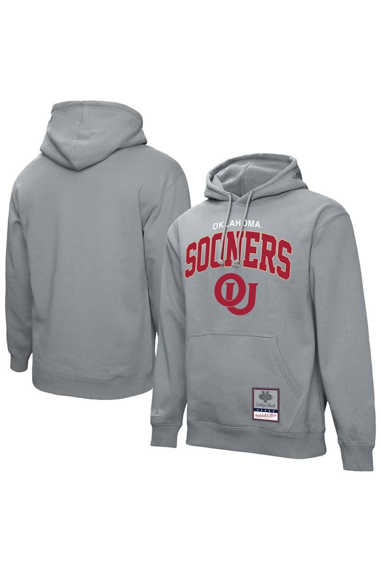 Men's Mitchell & Ness  Heather Gray Oklahoma Sooners Classic Arch Pullover Hoodie, Alternate, color, Heather Gray