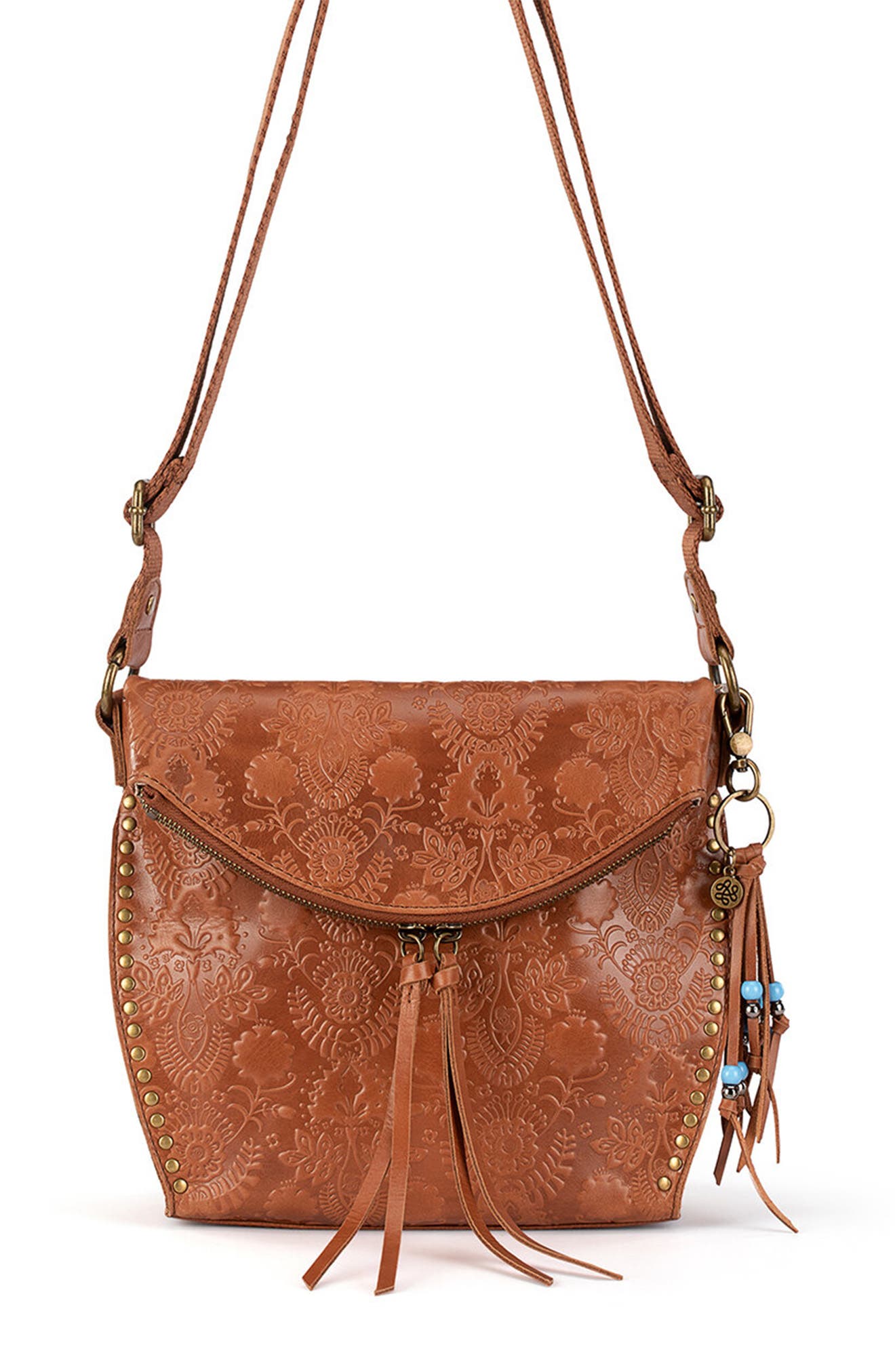 Silverlake Crossbody Bag - Leather, Alternate, color, TOBACCO FLORAL EMBOSSED