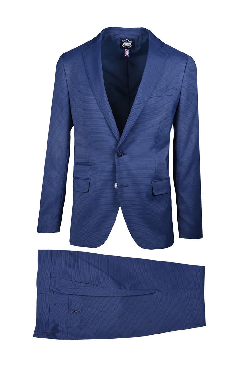 SAVILE ROW CO Blue Tonal Check Notch Lapel Slim Fit Suit, Main, color, 