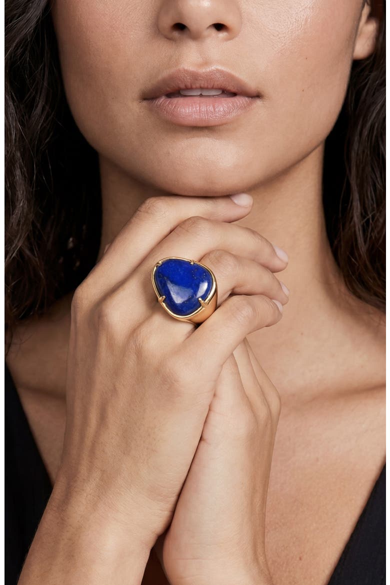 Lapis Solstice 18k Gold Plated Statement Ring, Alternate, color, LAPIS