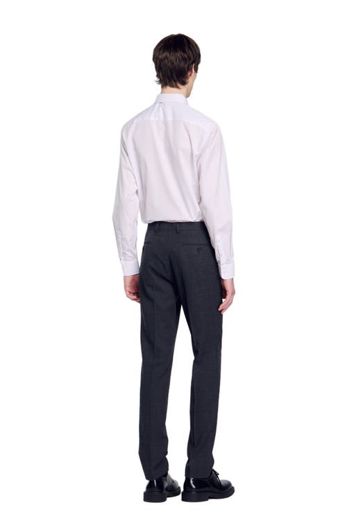 Sandro Straight-leg Tailored Trousers In Mocked Grey