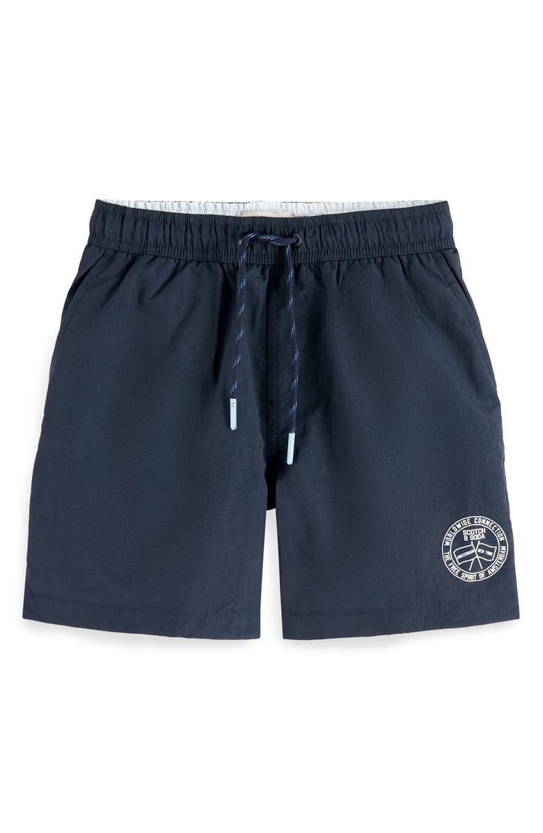 Scotch & Soda Kids' Print Swim Trunks, Main, color, Night