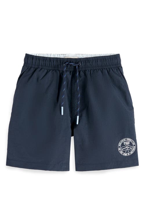Scotch & Soda Boys' Mid Length Logo Swim Shorts - Little Kid, Big Kid In Night