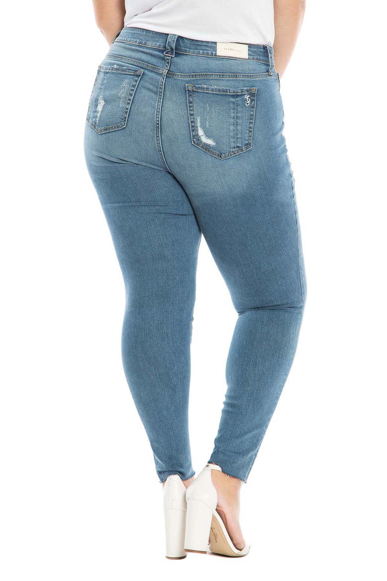 Raw Hem High Waist Skinny Jeans, Alternate, color, PAISLEE