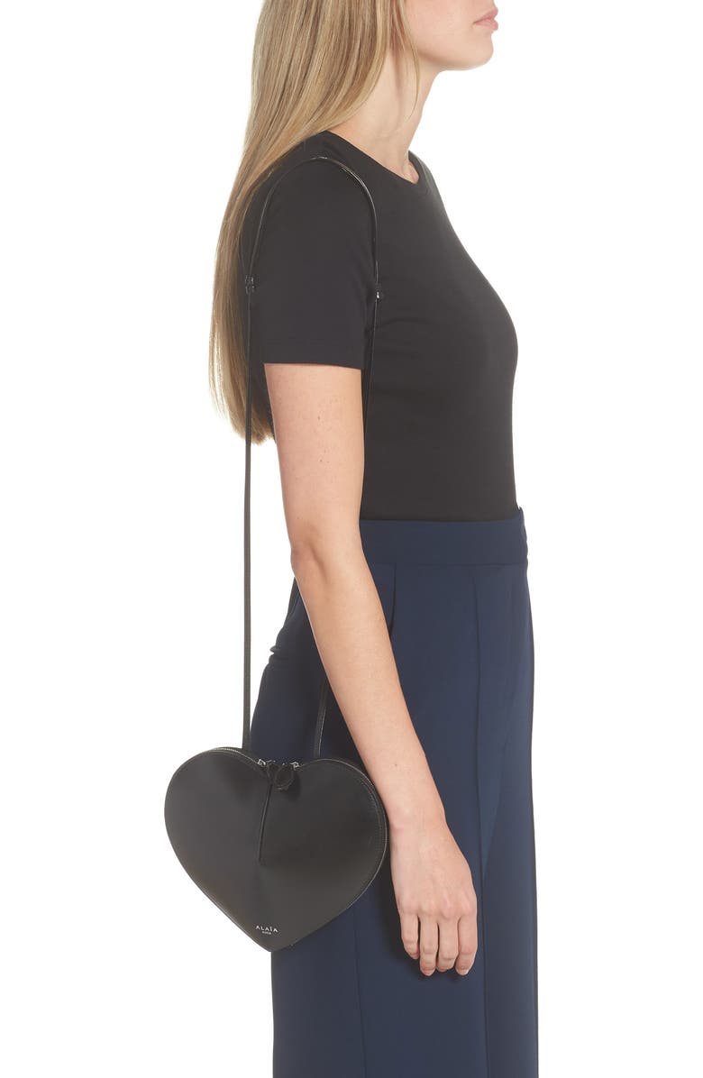 Alaïa Le Coeur Leather Crossbody Bag, Alternate, color,