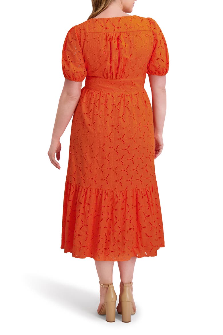 Cotton Eyelet Midi Dress, Alternate, color, ORANGE