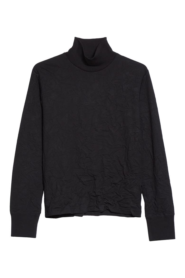 Mock Neck Wrinkled Fleece Top, Alternate, color, BLACK