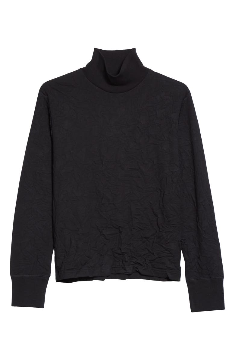Balenciaga Mock Neck Wrinkled Fleece Top, Alternate, color,