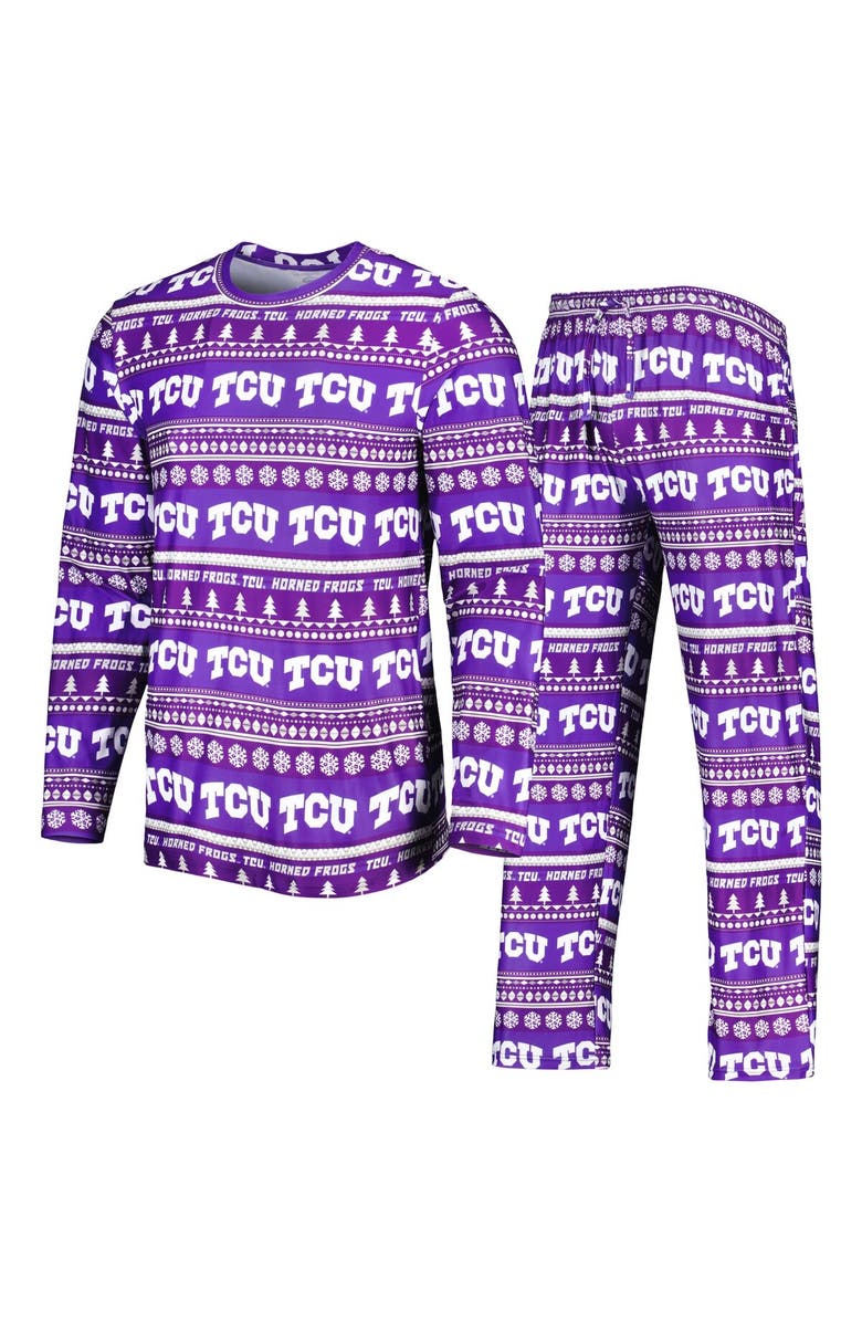 CONCEPTS SPORT Men's Concepts Sport Purple TCU Horned Frogs Swivel Long Sleeve T-Shirt & Pants Sleep Set, Alternate, color, Purple