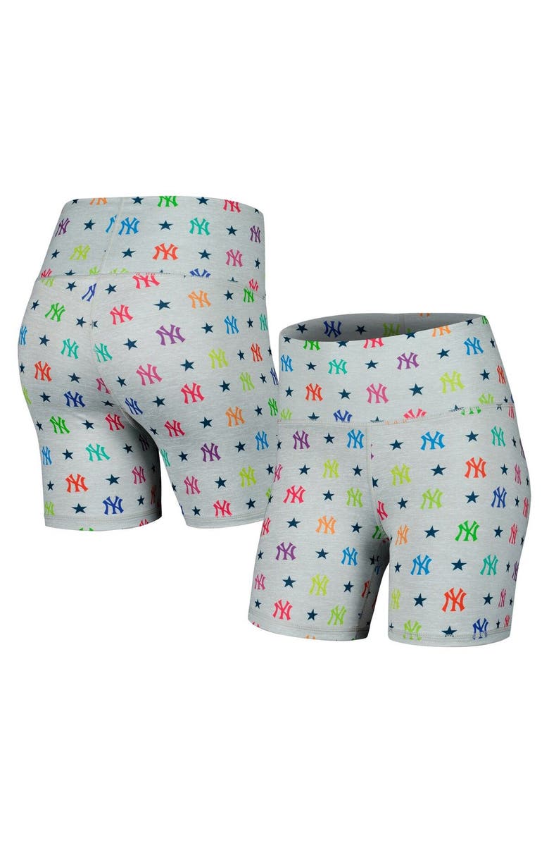 Terez Women's Terez Gray New York Yankees TLC Rainbow Shorts, Main, color, Gray