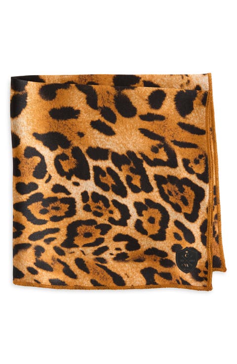 Leopard Print Silk Pocket Square