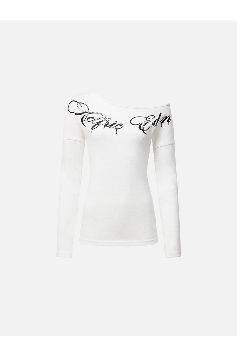 Off The Shoulder Long Sleeve Tee, Alternate, color, White
