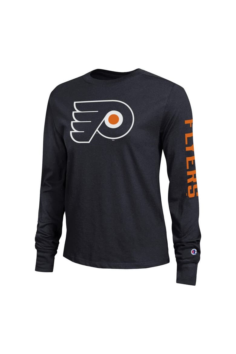 Women's Champion  Black Philadelphia Flyers 2-Hit Long Sleeve T-Shirt, Alternate, color, Black
