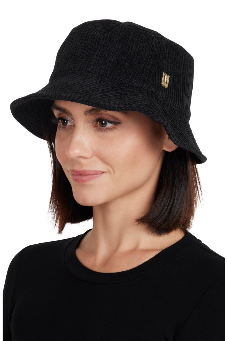 Corduroy Cotton Bucket Hat, Alternate, color, BLACK