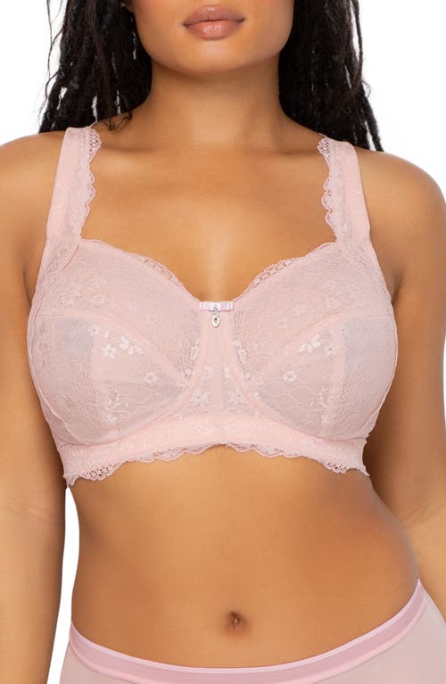 Curvy Couture Luxe Lace Wireless Bralette in Blushing Rose 